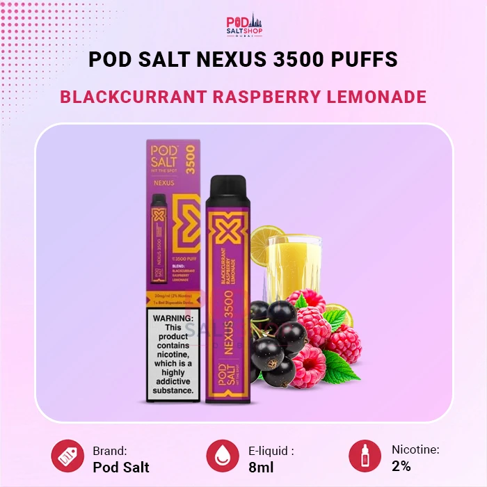Pod Salt Nexus Blackcurrant Raspberry Lemonade 20mg/ml-3500 Puffs