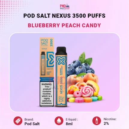 Pod Salt Nexus Blueberry Peach Candy 20mg/ml-3500 puffs