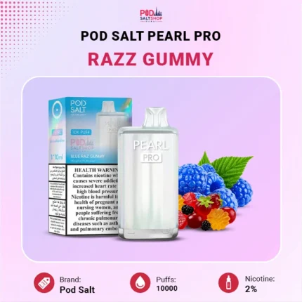 Pod Salt Pearl Pro Blue Razz Gummy 10000 Puffs 20mg Disposable