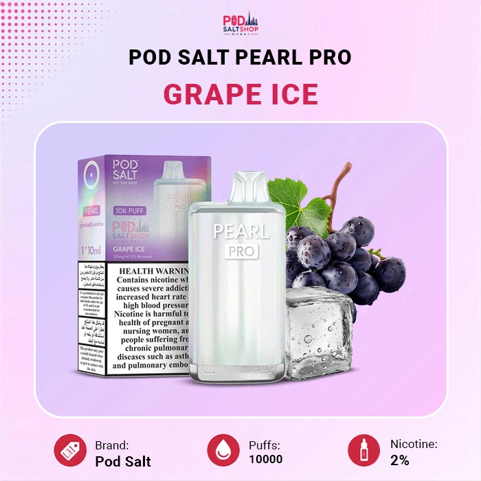 Pod Salt Pearl Pro Grape Ice 20mg 10000 Puffs Disposable