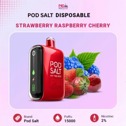 Pod Salt Strawberry Raspberry Cherry 15000 Puffs Disposable