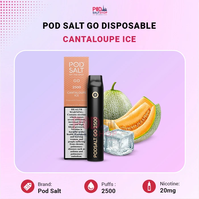 Pod Salt Go Cantaloupe Ice 2500 Puffs Disposable Vape